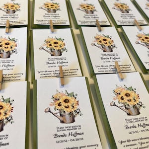 Gardening memorial seed packet favor Celebration of life favor Funeral favor Personalized Seed favor Flower Condolence favor garden favor