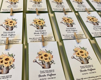 Personalized Memorial Seed Packet Favors: Sunflower, Wildflower