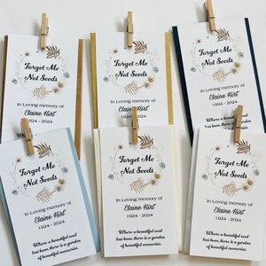 Cadeau personnalisé pour paquet de graines commémoratif Cadeau pour funérailles Cadeau pour graine commémoratif Cadeau pour paquet de graines commémoratif Cadeau personnalisé fait main de fleurs sauvages
