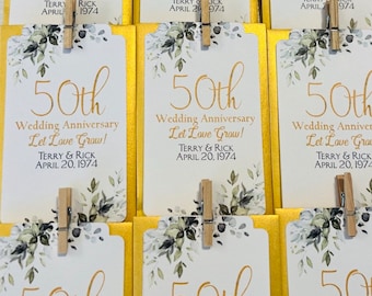 50th Anniversary Seed Packet Favors: Personalized Wildflower, Sunflower