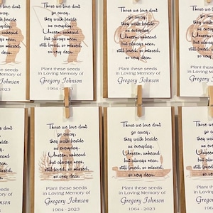 Custom memorial favor Funeral Memorial fish memorial favor sympathy favor funeral favor Outdoorsman favor seed packet favor wildflower seeds