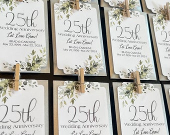 Personalized Anniversary Seed Packet Favors, Green Foliage Tag