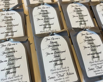 Memorial seed packet, funeral favor, in memory of, symbolic gift, loved ones passed, sympathy favors celebration of life, golfer