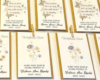 Custom Memorial Seed Packet Favor: Wildflower Sunflower Seeds