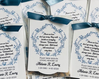 Personalized Memorial Seed Packet Favor: Blue Floral Design