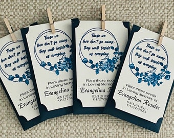 Memorial Seed Packet Favor: Blue Wreath Design, Personalized Gift