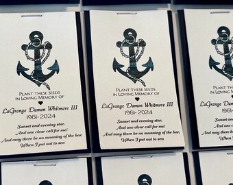 Personalized Nautical Memorial Seed Packet Favor: Wildflower & Sunflower