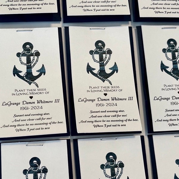 Custom memorial favor Funeral favor wildflower favor Condolence favor Celebration life favor nautical favor anchor memorial favor seed favor