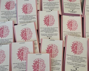 Personalized Memorial Seed Packet Favor, Cancer Awareness