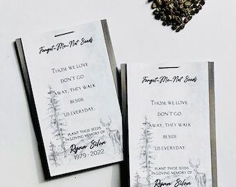Memorial Seed Packet Favors: Forest Deer, Forget-Me-Not Seeds