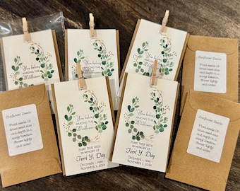 Eucalyptus Wreath Memorial Seed Packet Favor: Celebration of Life