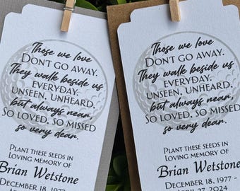 Custom Golf Memorial Seed Packet Favor: Wildflower Sympathy Gift