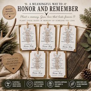 Paquete de semillas conmemorativo de ciervo, recuerdo funerario personalizado, regalo para celebración de la vida, recuerdo de servicio conmemorativo, detalle de condolencia, fauna silvestre