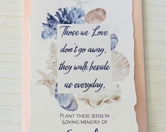 Custom Memorial Seed Packet Favors: Seashell Design