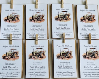 Tractor Memorial Seed Packet Favors, Celebration of Life