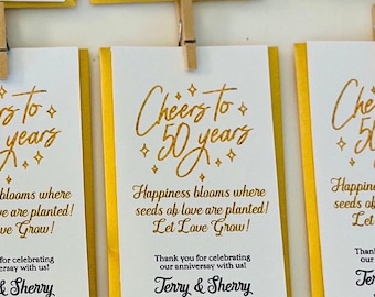 50th Anniversary Seed Packet Favor, Personalized Tag