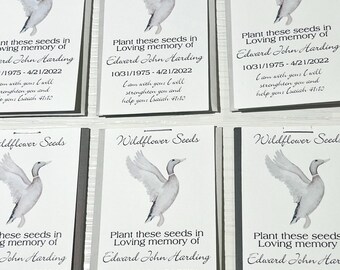 Personalized Memorial Seed Packet Favors, Duck Watercolor Design