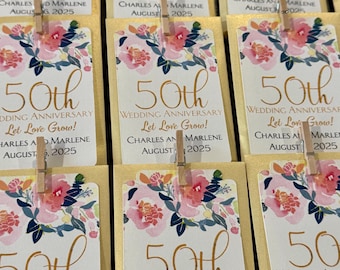 50th Anniversary Seed Packet Favors, Metallic Gold Celebration