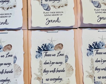 Custom Memorial Seed Packet Favors: Seashell Design