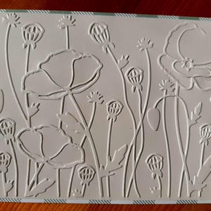Conjunto de 6 cartões de papelaria artesanais com flores em relevo e botânicos