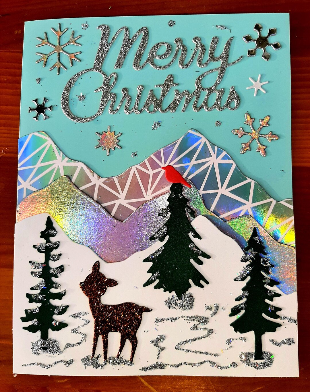 Handmade Christmas Holiday Card Snow Deer Scene Greeting - Etsy