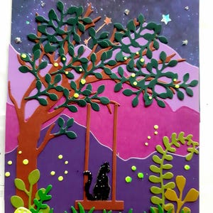 Gato da Montanha Blue Ridge Midsummer Evening Cartão de felicitações vaga-lumes Cartão de aniversário Cartão em branco cartões de nota estrelas vaga-lumes