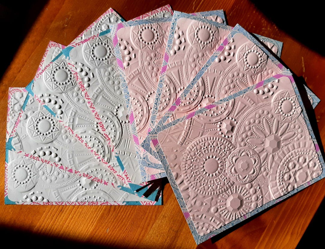Set of 8 Embossed Kaleidoscope Handmade Note Card Stationery Set Blank ...