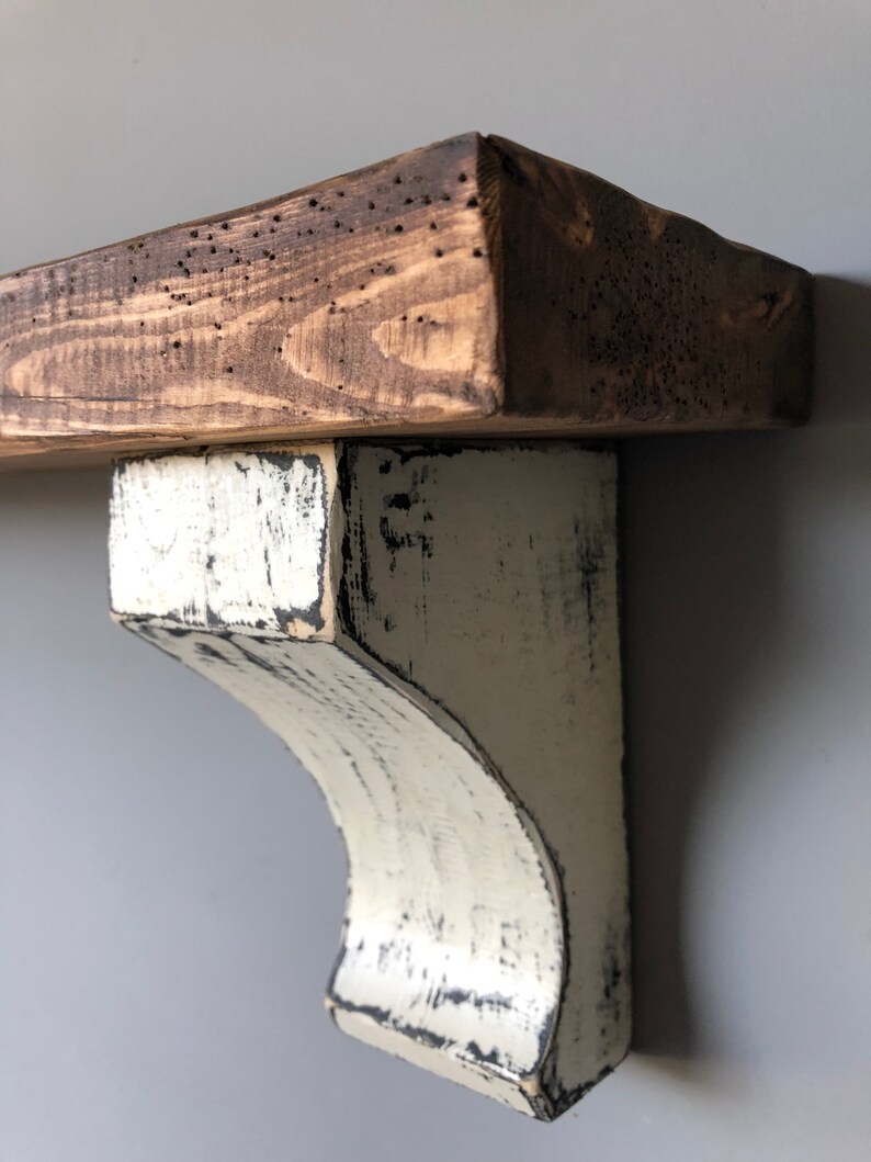 Distressed Shelf with Corbels / Farmhouse Shelf / Floating Etsy
