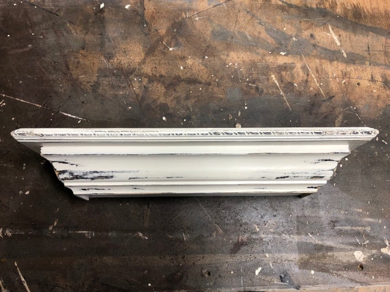 Rope And Crown Moulding Floating Shelf Distressed Image 0