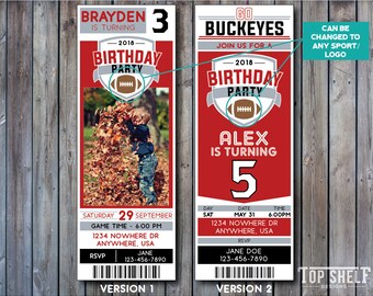 Ohio Invitation Buckeyes Birthday Invitation Ohio State Football Sports