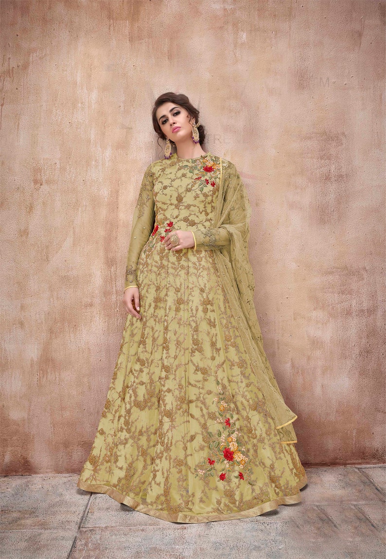 Indian Anarkali Suit Girls Women Designer Salwar Kameez Net With Embroidery Work Traditional Bollywood Wedding Dress Material Ready to Wear