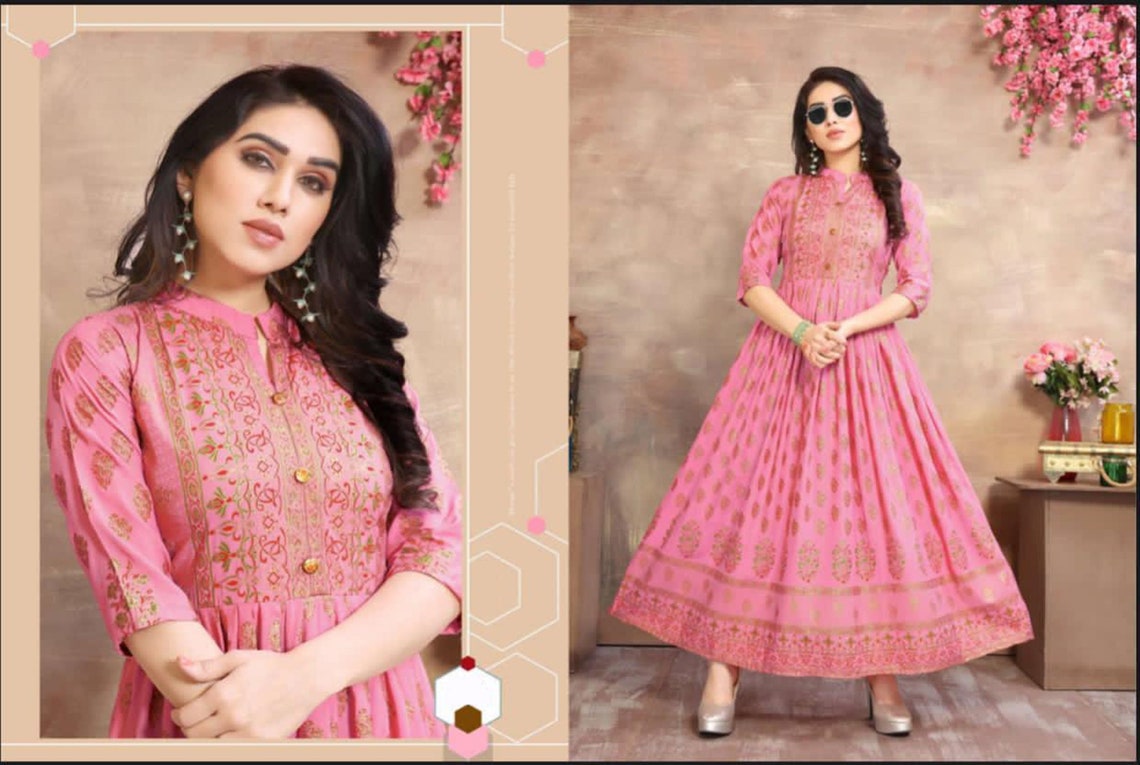 Indische Frauen lange westlichen Stil fertig Reyon Kurti top | Etsy