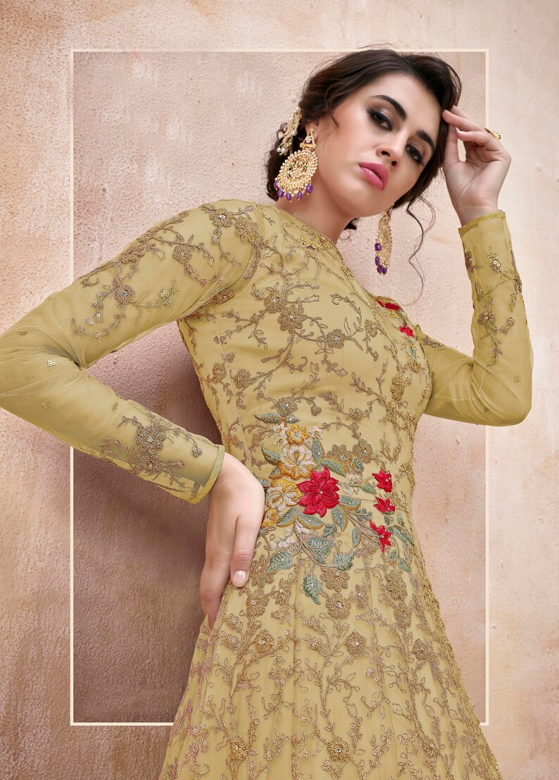 Indian Anarkali Suit Girls Women Designer Salwar Kameez Net With Embroidery Work Traditional Bollywood Wedding Dress Material Ready to Wear