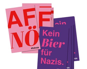 50x "AFnö" or "No Beer for Nazis" Stickers | fcknzs fck afd nzs Decals | Political, fckafd | Weatherproof for Outdoor Use | 5.5 cm x 8.5 cm