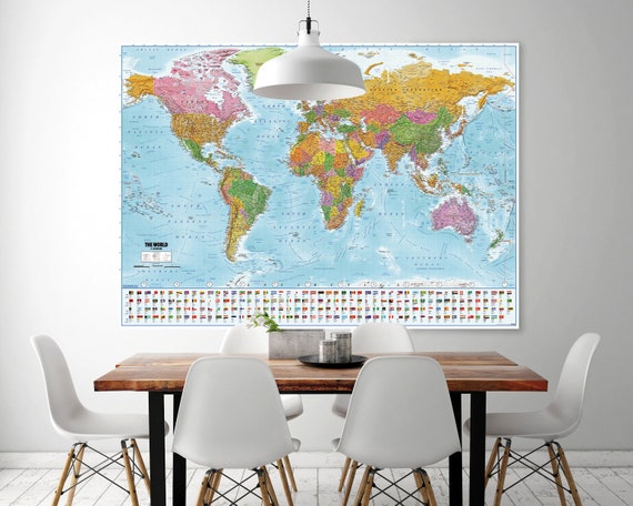 Poster XXL Carte du monde avec drapeaux 2018 Maps in Minutes, 140x100 cm -   France