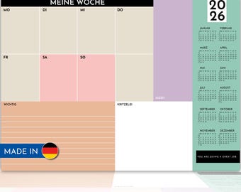 2026 tear-off paper desk pad german | DIN A2, 90g/m2, PEFC, glued at the bottom | the ultimate creativity platform