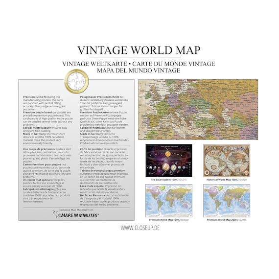 Puzzle Map Monde Vintage
