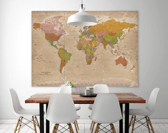 xxl Antique Vintage Giant World Map Retro Poster Version 2017 (140 x 100 cm) Qualité supérieure - CARTES EN QUELQUES MINUTES®