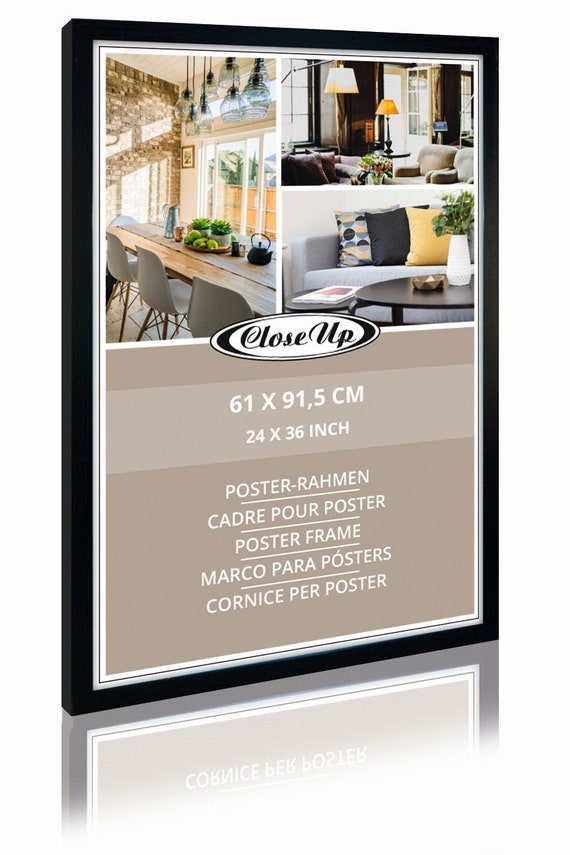 Marco para póster 61 x 91,5 cm MDF negro aspecto madera, madera marco de  diseño con pared trasera y cristal de PVC irrompible, ancho de perfil 30 mm  -  México