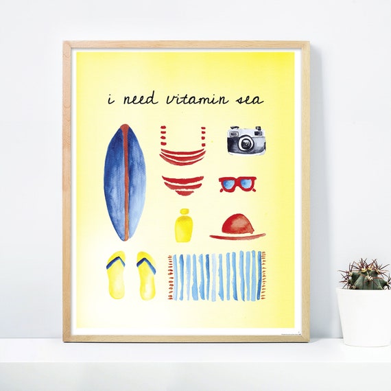 dichtbij Immoraliteit Sport Vitamine zee kunst afdrukken Janette 50 x 40 cm - Etsy Nederland