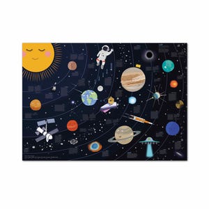 Poster Universo per bambini, XXL Premium 140 x 100 cm, con descrizioni e informazioni sui pianeti