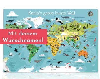 Children's world map desk pad/drawing customizable pad 60x40 cm material: durable vinyl with an inner polyester mesh