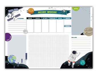 Universum desk pad made of paper to tear off | for children & teens | weekly planner and notes | DIN A2, 90g/m2, glued at the bottom