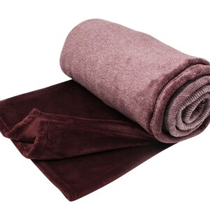 Henrys Premium Living Blanch/Wool Cover/Day Blanch-High quality XL blanket-soft fleece, warm & fluffy | 140 x 190 cm | Bordeaux Red image 5