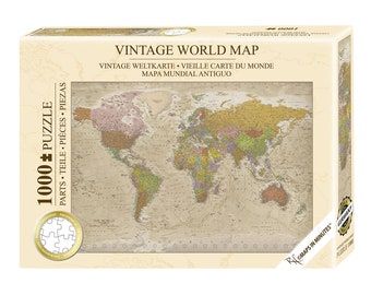 Puzzle de carte du monde vintage 1000 pièces, CARTES EN QUELQUES MINUTES