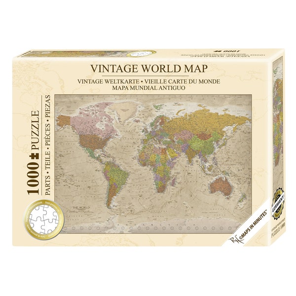 Vintage Weltkarte Puzzle 1000 Teile, MAPS IN MINUTES