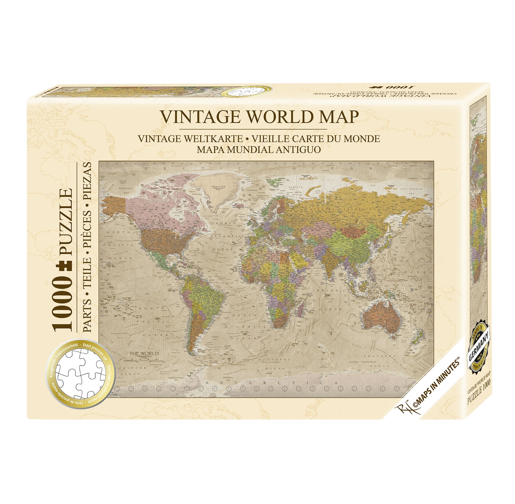 Vintage World Map Puzzle 1000 Pieces MAPS IN MINUTES Etsy