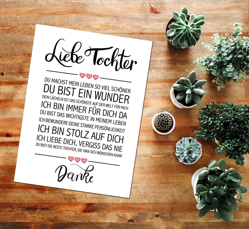 Close Up Thank You Quotes Poster Deco Gift For Birthday Christmas Every Day 30 X 40 Cm Premium Quality Dear Daughter