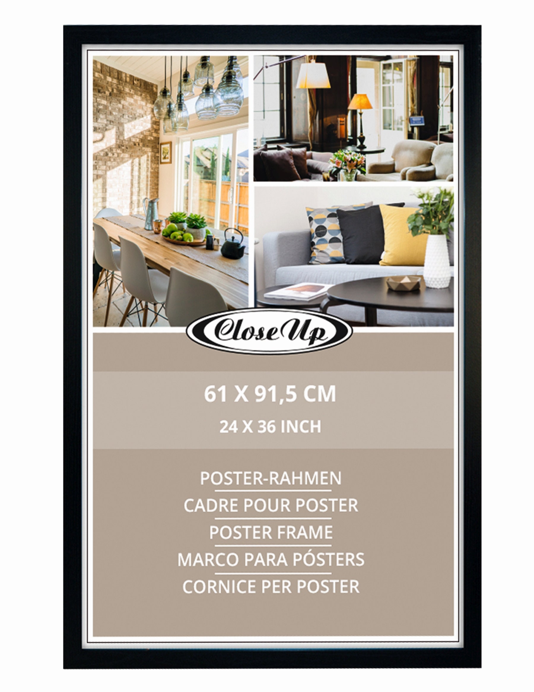 写真ポスターのみ５枚セット Poster Frame 61 X 91.5 Cm - Wood Look Black MDF, Wood - Design