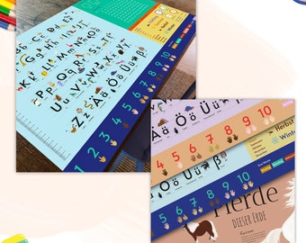 Children's Desk Pad Alphabet 60 x 40 cm | with guide lines for each letter, ideal for starting school available in various colors